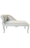 Louis XV sjeselong beige fløyel og beige tre