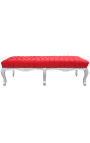 Flat Bench Louis XV stila sarkans samta audums un sudraba koks