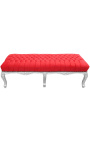 Flat Bench Louis XV stila sarkans samta audums un sudraba koks