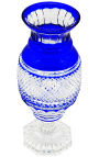 Grande vaso azul em estilo Charles X forrado a cristal com nervuras