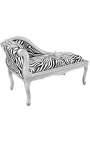 Louis XV chaise longue zebra tkanina a strieborné drevo