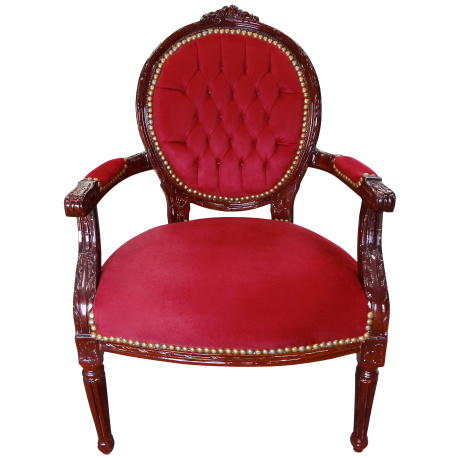 Rococo armchair: Louis XV bergere mahogany wood