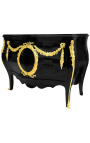 Credenza in stile barocco Louis XIV nero con bronzo oro