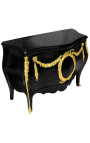 Credenza in stile barocco Louis XIV nero con bronzo oro