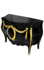 Credenza in stile barocco Louis XIV nero con bronzo oro