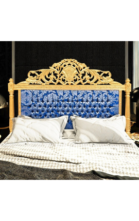 Baroková hlavička "Kobule" modrá saténová tkanina a zlaté drevo