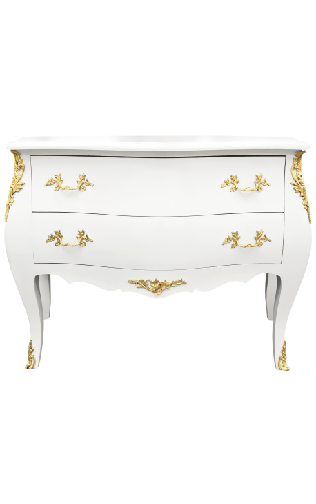 Barock Kleiderschrank Louis XV stil weiß und gold bronzen