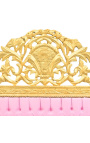 Barockbett aus Kunstleder in Rosa und Gold aus Holz