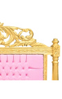 Barockbett aus Kunstleder in Rosa und Gold aus Holz