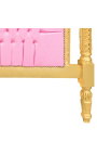 Barockbett aus Kunstleder in Rosa und Gold aus Holz