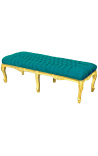 Flat Bench Louis XV stila smaragdzaļa samta audums un zelta koks