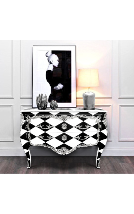 Gran vestidor barroco Louis XV estilo &quot;Checkerboard&quot; blanco y negro