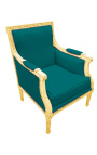 Mare Bergère scaunul Louis XVI în stil verde velvet și lemn