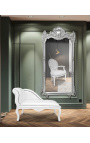 Louis XV chaise longue biely kožený a biely drevený