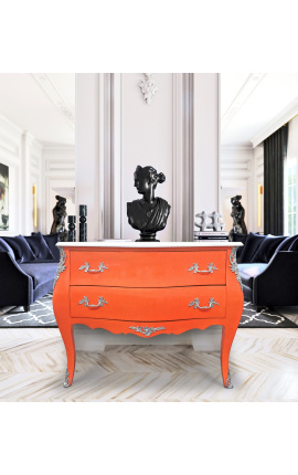 Dresser i barokk stil Louis XV oransje og kvit topp med to skuffer