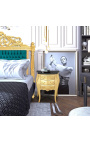 Nočný stolík (Pri posteli) barokové zlaté drevo s čiernym mramorom