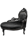 Chaise longue barroc en teixit de pell sintètica negra amb pedreria i fusta negra