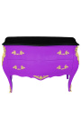 Ventilador barroco de estilo Louis XV top roxo e preto com 2 gavetas