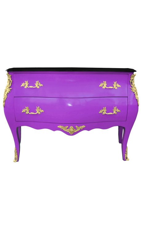 Barock Kleiderschrank mit Stil Louis XV lila und schwarzes oberteil mit 2 schubladen