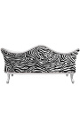 Barok Sofa Napoléon III Zebra gedrukte stof en zilver hout