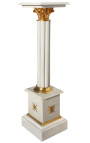 Colonna corinzia in marmo bianco con bronzo dorato stile Impero