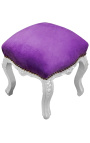 Barocke Fußstütze Louis XV aus violettem Samt und silbernem Holz