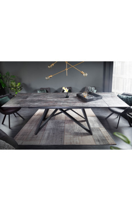 "Atlantída" jedálenský stôl černá oceľ s lávovým vzhľad keramický vrchný 180-220-260