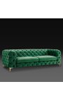 3-sitzbank "Rhea" sofa designArt Deco in smaragdgrün Samt