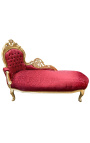 Große Barock-Chaiselongue aus rotem Satinstoff und goldenem Holz