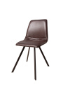 Soubor 4 "Nalia" design jídelních židlí v hnědém kůži s černými nohama
