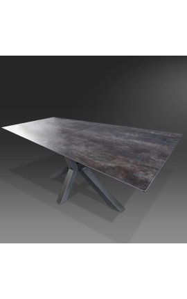 &quot;Oceanis&quot; jedálenský stôl v čiernej oceli a láve vyzerajú keramické vrchné 180-225
