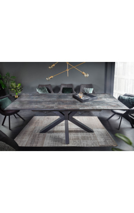 "Oceanis" jedálenský stôl v čiernej oceli a láve vyzerajú keramické vrchné 180-225