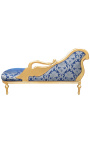 Große barocke Chaiselongue mit Schwanblau "Rebellen" stoff und gold holz