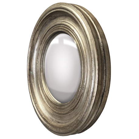 Specchio rotondo convesso specchio della strega con cornice in argento  patinato
