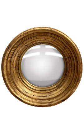 Veľké okrúhle konvexné zrkadlo nazývané "čarodejnícke zrkadlo" s pozlateným rámom