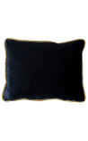 Coussin rectangulaire en velours noir avec galon torsadé doré 35 x 45