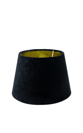 Black velvet lampshade and golden interior 25 cm in diameter