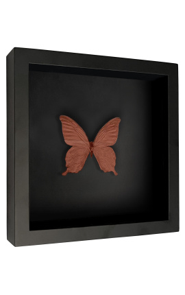 Marco decorativo sobre fondo negro con color cobre &quot;Papilio Blumei&quot; mariposa