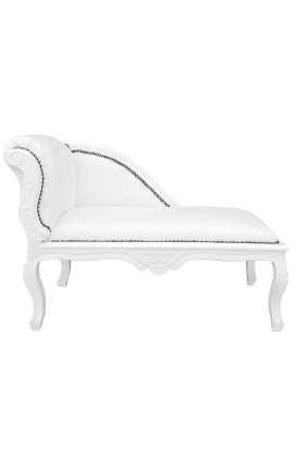 Louis XV chaise longue biely kožený a biely drevený