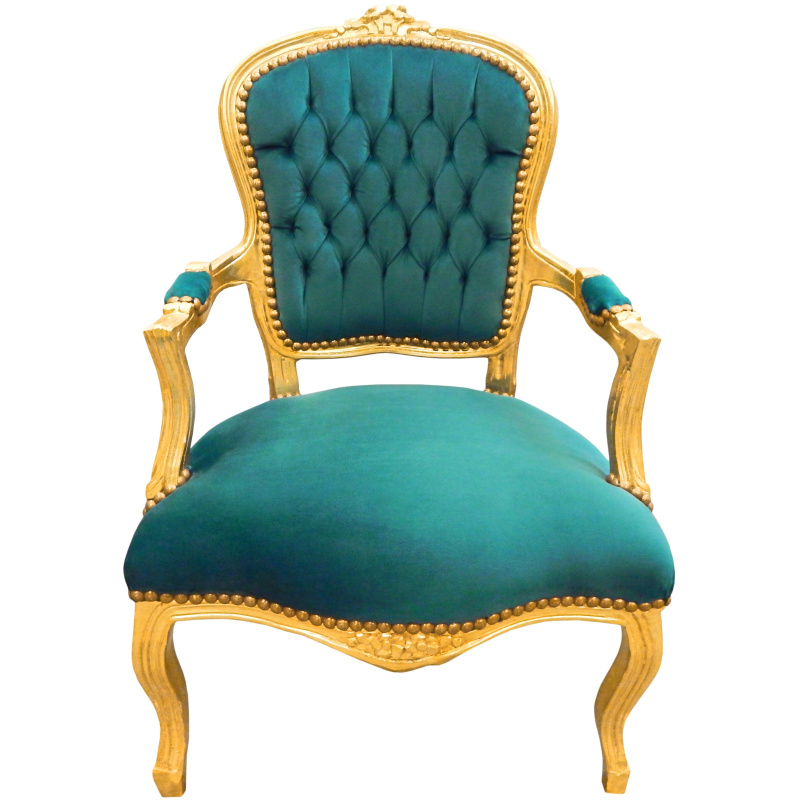 Louis XV Style Gold Leaf Armchair Accent Chair 