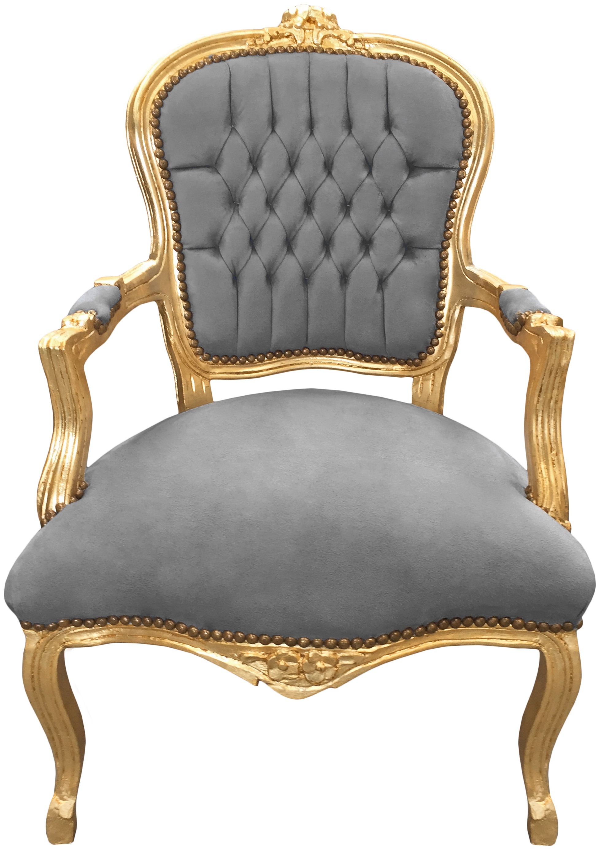 poeder Baan tactiek Barokke fauteuil van grijs en goud hout in Lodewijk XV-stijl