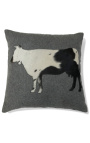 Square Cushion cowhide ja wool "ibex" 45 x 45