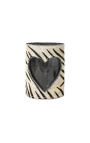 Porta tealight in pelle bovina con cuore zebrato taglia L