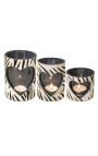 Porta tealight in pelle bovina con cuore zebrato taglia L