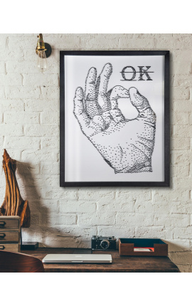 Tableau contemporain rectangulaire &quot;Ok&quot; formé d&#039;épingles