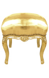 Baroque footrest Louis XV false skin gold and gold wood