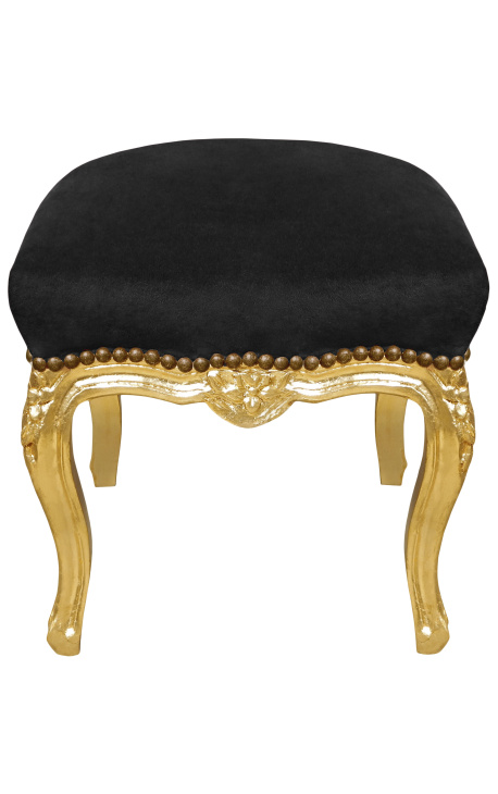 Respaldo barroco Louis XV tela negra y madera de hoja de oro