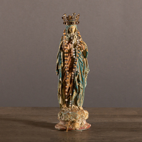 Vintage polychrome statuette Virgin MARY / religious statuette old plaster discount / polychrome / religious art