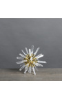 "Alchemical star" en cristal de roca en un soporte dorado 18 cm Ø