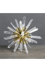 "Alchemical star" en cristal de roca en un soporte dorado 18 cm Ø